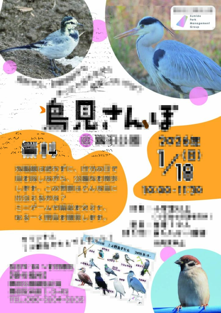【イベント情報】1月18日（日）鳥見さんぽを開催！